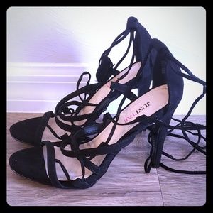 Lace up high heels